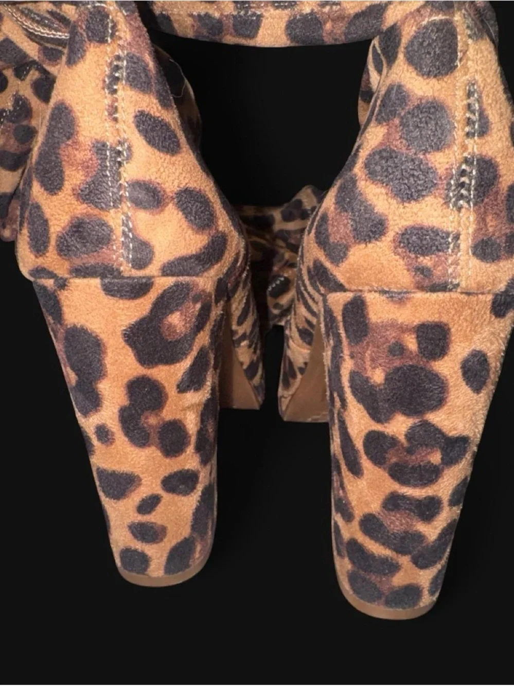 Gianni Bini Leopard Print Over-the-Knee Block Heel Boots - Brown & Black